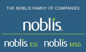 Noblis logo, Noblis ESI logo and Noblis MSD logo stacked, no taglines